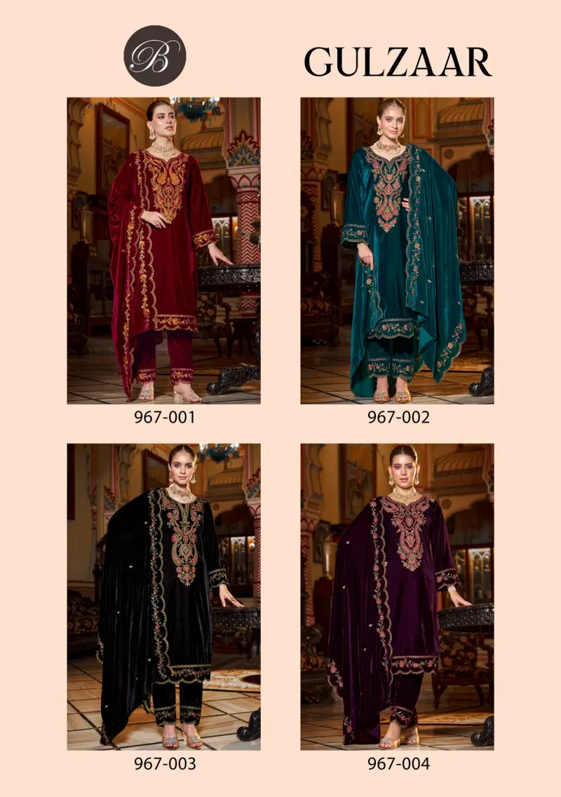 Gulzaar 967 Series By Belliza Winter Wear Velvet Dress Material Wholesale Shop In Surat
